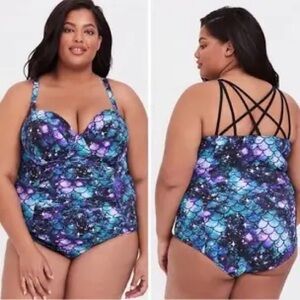 Torrid Cosmic Mermaid Swimsuit with Crisscross Design